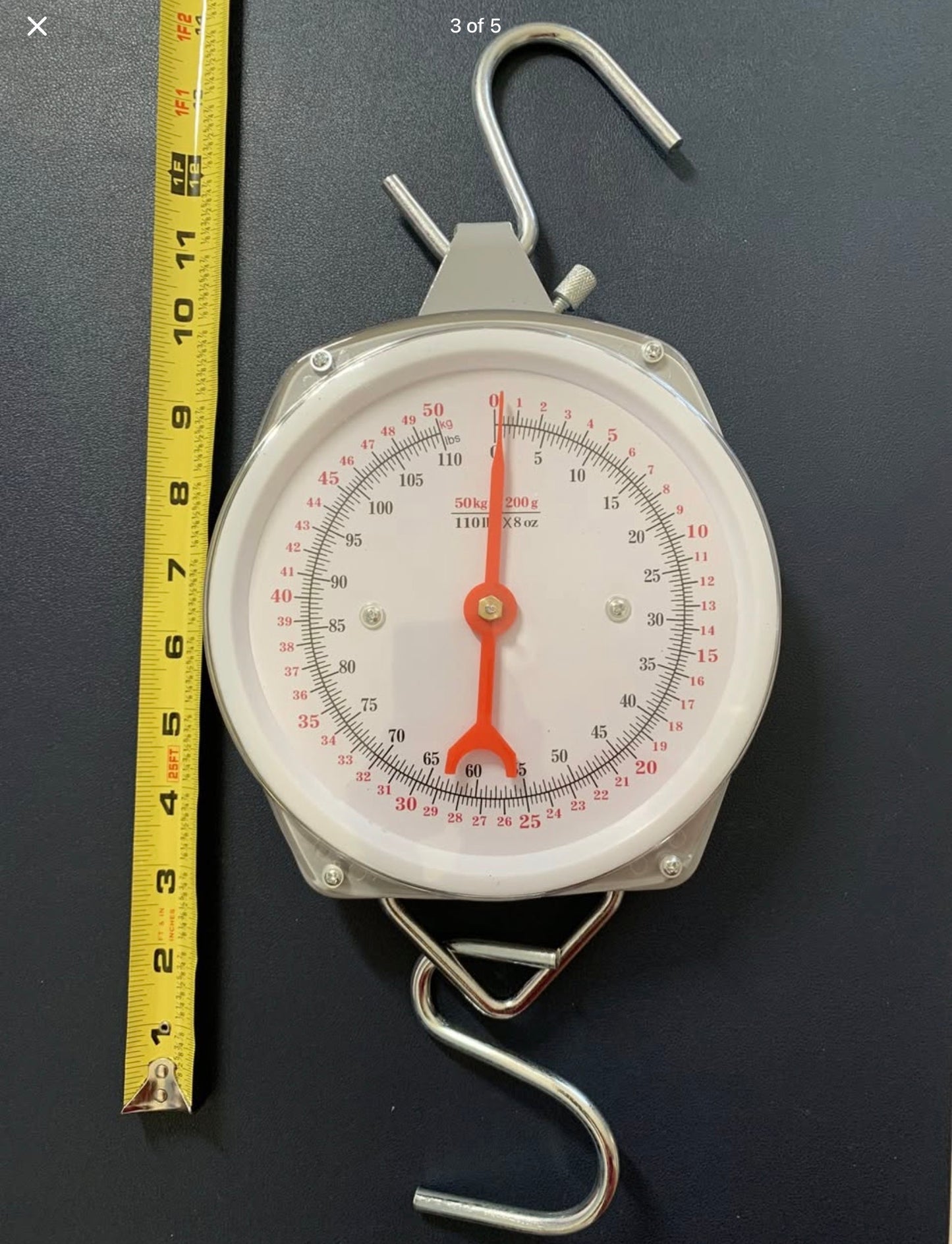 110 lb Heavy Duty Analog Hanging Scale – Dual Unit (KG/LBS) Mechanical Spring Scale for Produce Luggage & Fishing