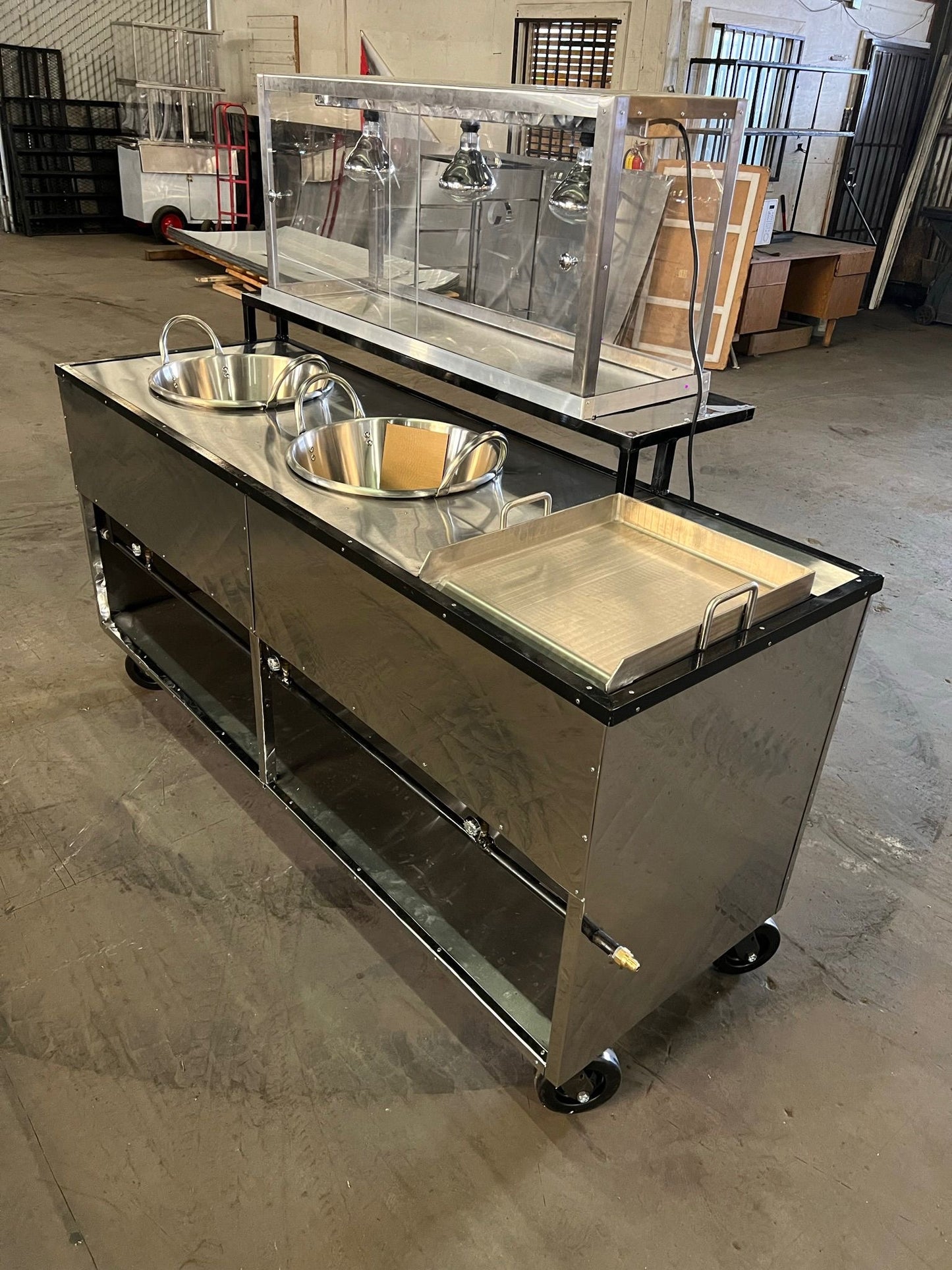 Chicken Deep Frying Cart with Food Display