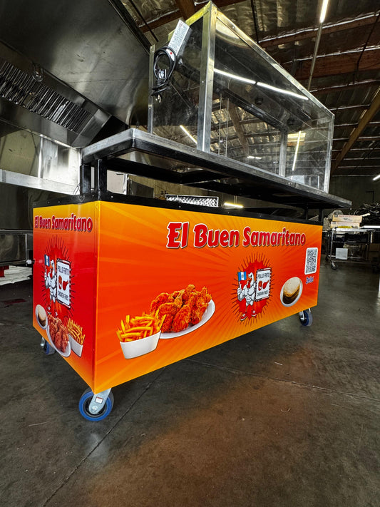 Chicken Deep Frying Cart with Food Display