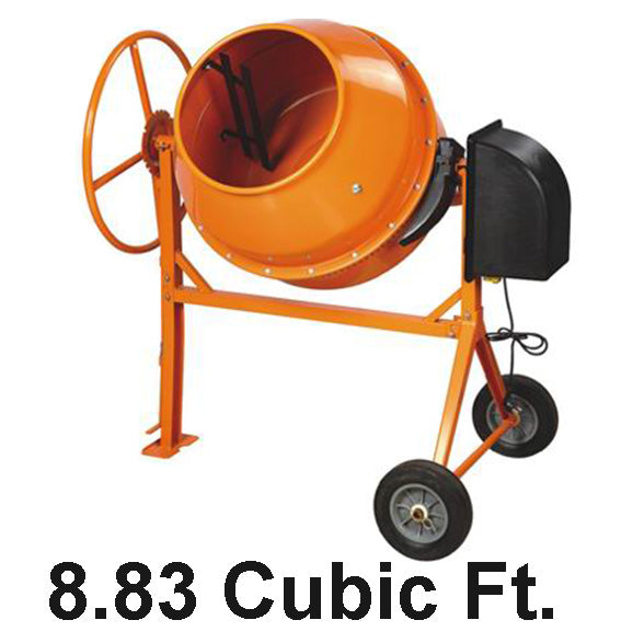 Electric Cement mixer 8.83 CuFt Capacity Steel Drum