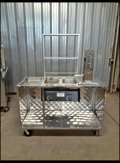 Churro cart with double tank fryer