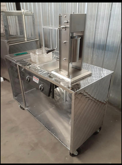 Churro cart with double tank fryer