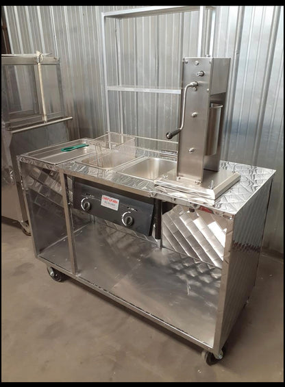 Churro cart with double tank fryer