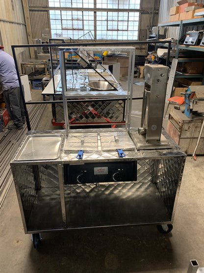 Churro cart with double tank fryer
