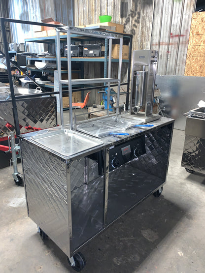 Churro cart with double tank fryer