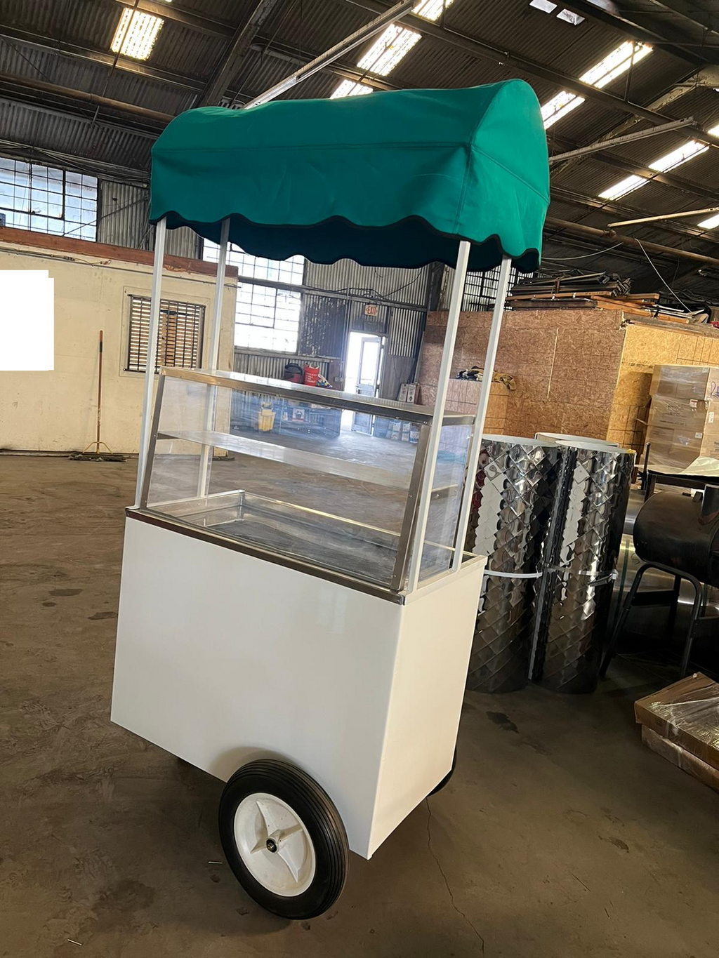 Fruit cart with roof and acrylic product display