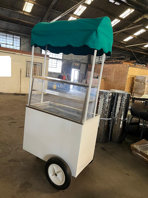 Fruit cart with roof and acrylic product display